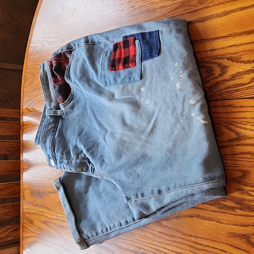 Lane Bryant Distressed Mid-Rise Boyfriend Jeans with Plaid Detail